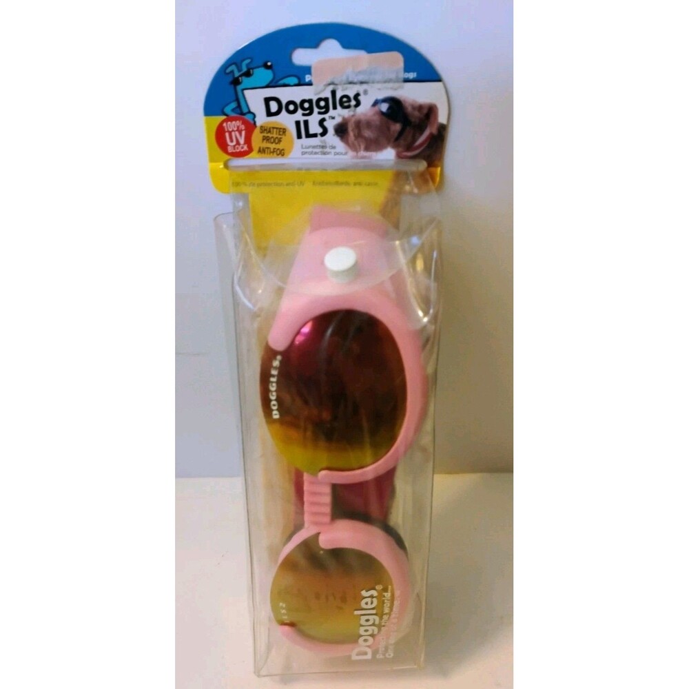 Doggles ILS Protective Dog Eyewear Goggles Shiny Pink Frame Pink Lens NEW NIB